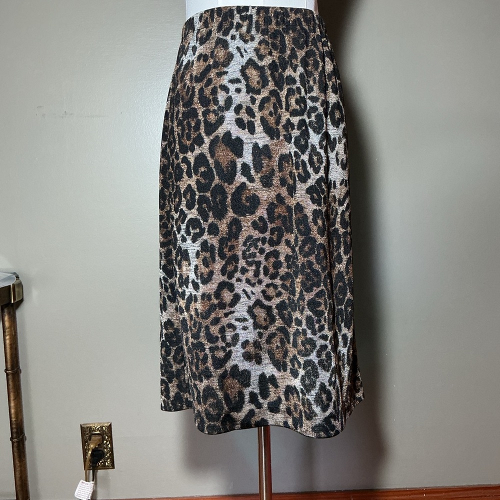 Chico's Brown and Black Leopard A-Line Skirt
